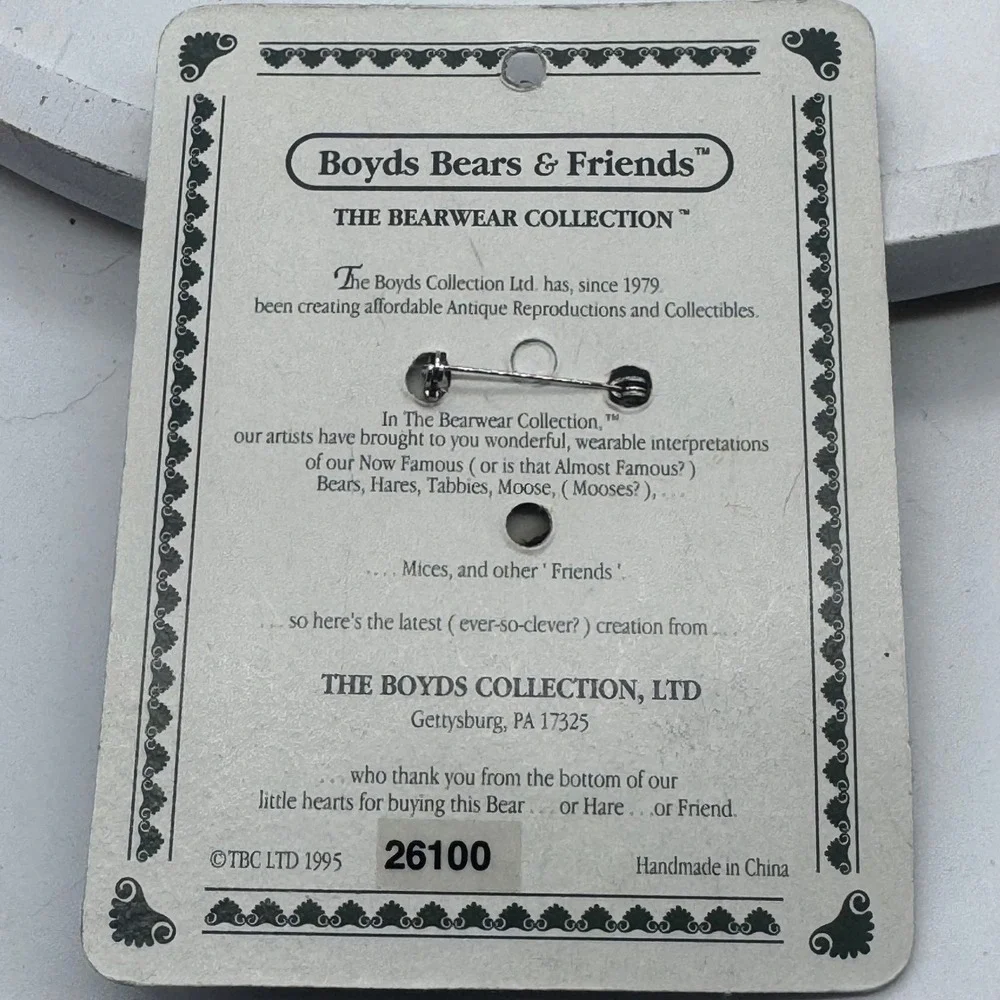 Boyds Bears Bearwear JB and the Basketballs Resin Pin Brooch Vintage 1995 26100